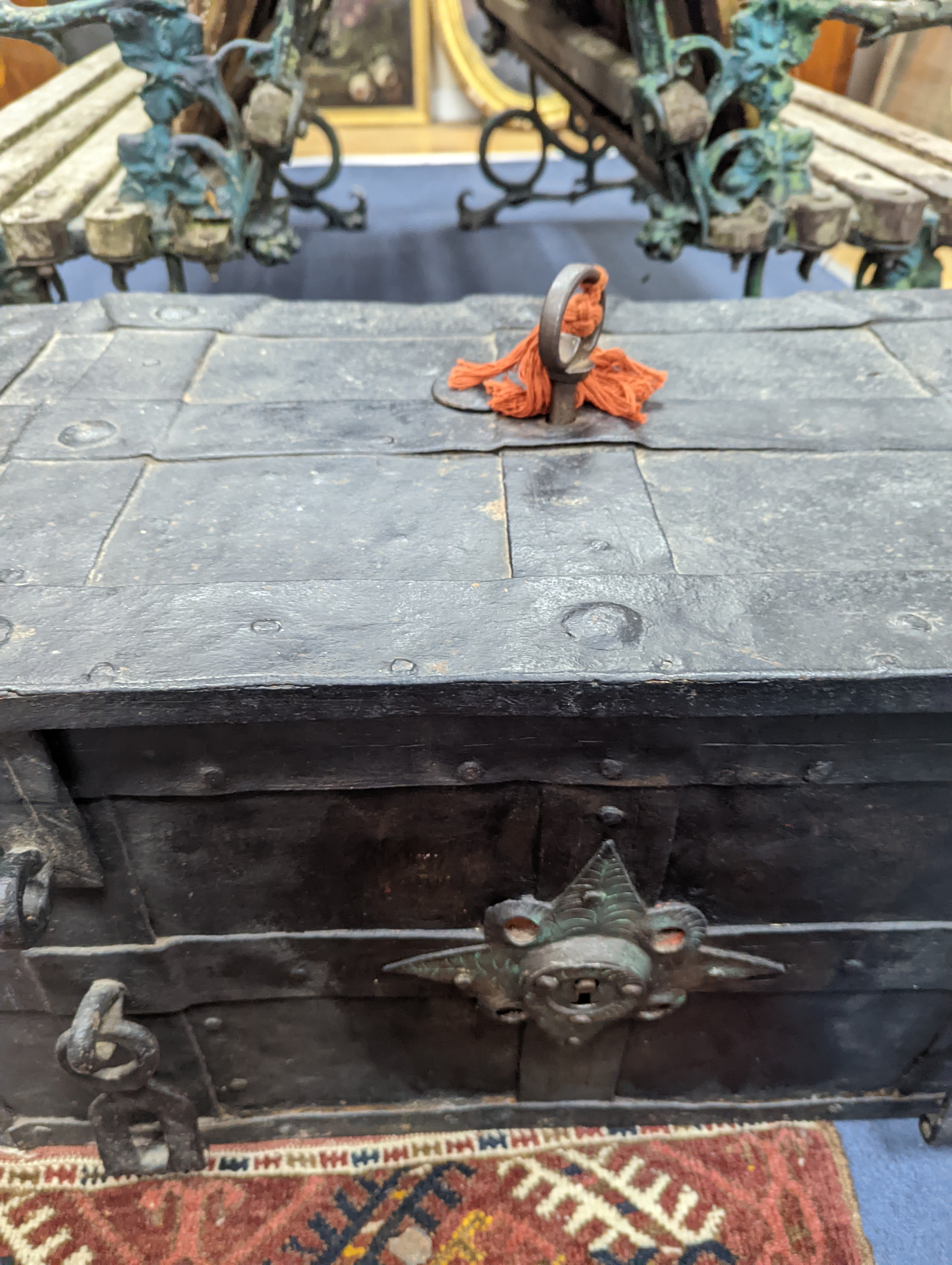 A 17th/18th century German ironbound 'Armada' chest, with key